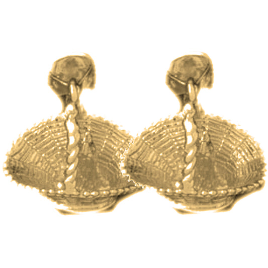 Yellow Gold-plated Silver 15mm 3D Cat Earrings