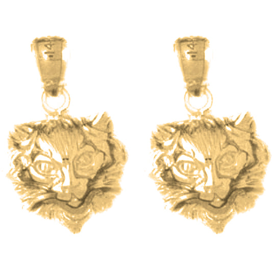 Yellow Gold-plated Silver 19mm Cat Earrings