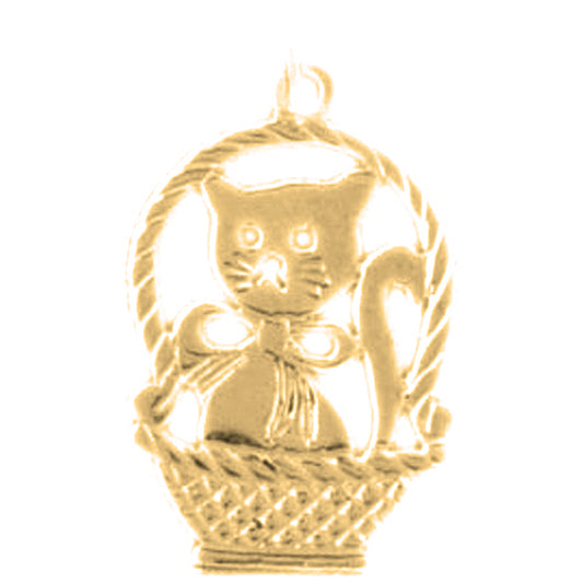 Yellow Gold-plated Silver Cat Pendant