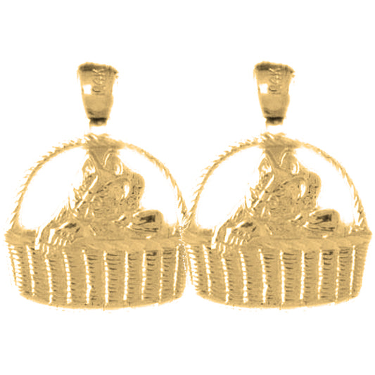 Yellow Gold-plated Silver 22mm Cat Earrings