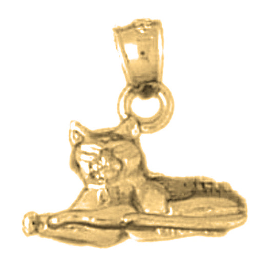 Yellow Gold-plated Silver Cat Pendant