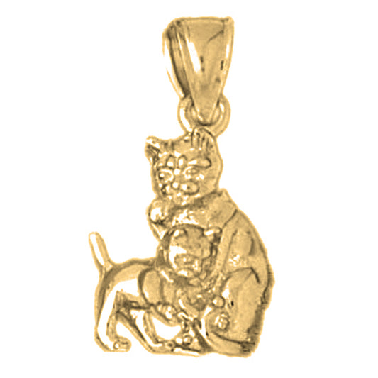 Yellow Gold-plated Silver Cat Pendant