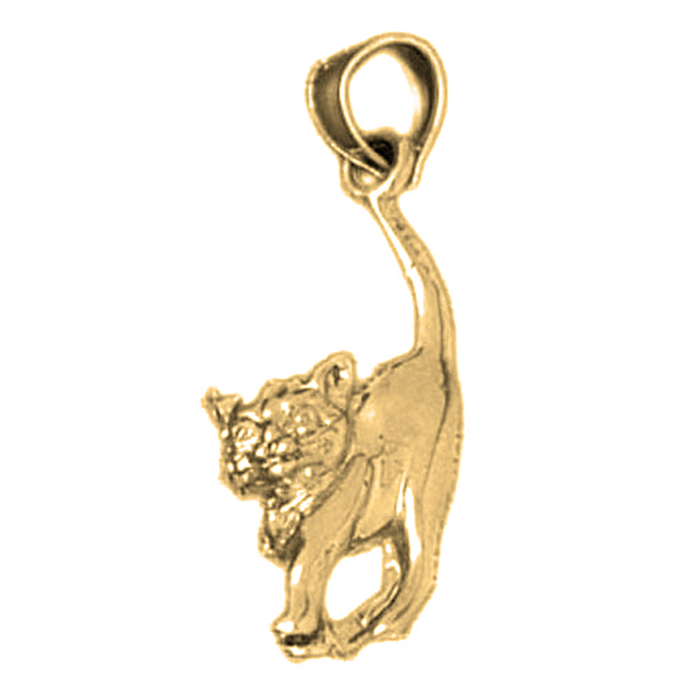 Yellow Gold-plated Silver Cat Pendant