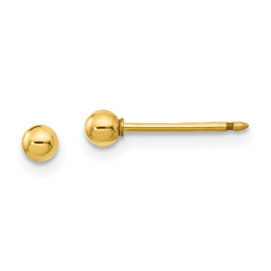 Inverness 14K Yellow Gold 3mm Ball Post Earrings