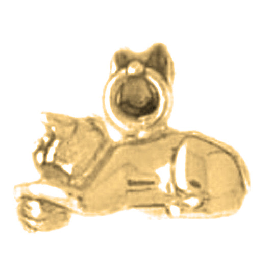 Yellow Gold-plated Silver Cat Pendant