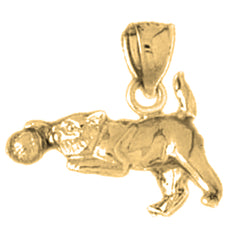 Yellow Gold-plated Silver Cat Pendant