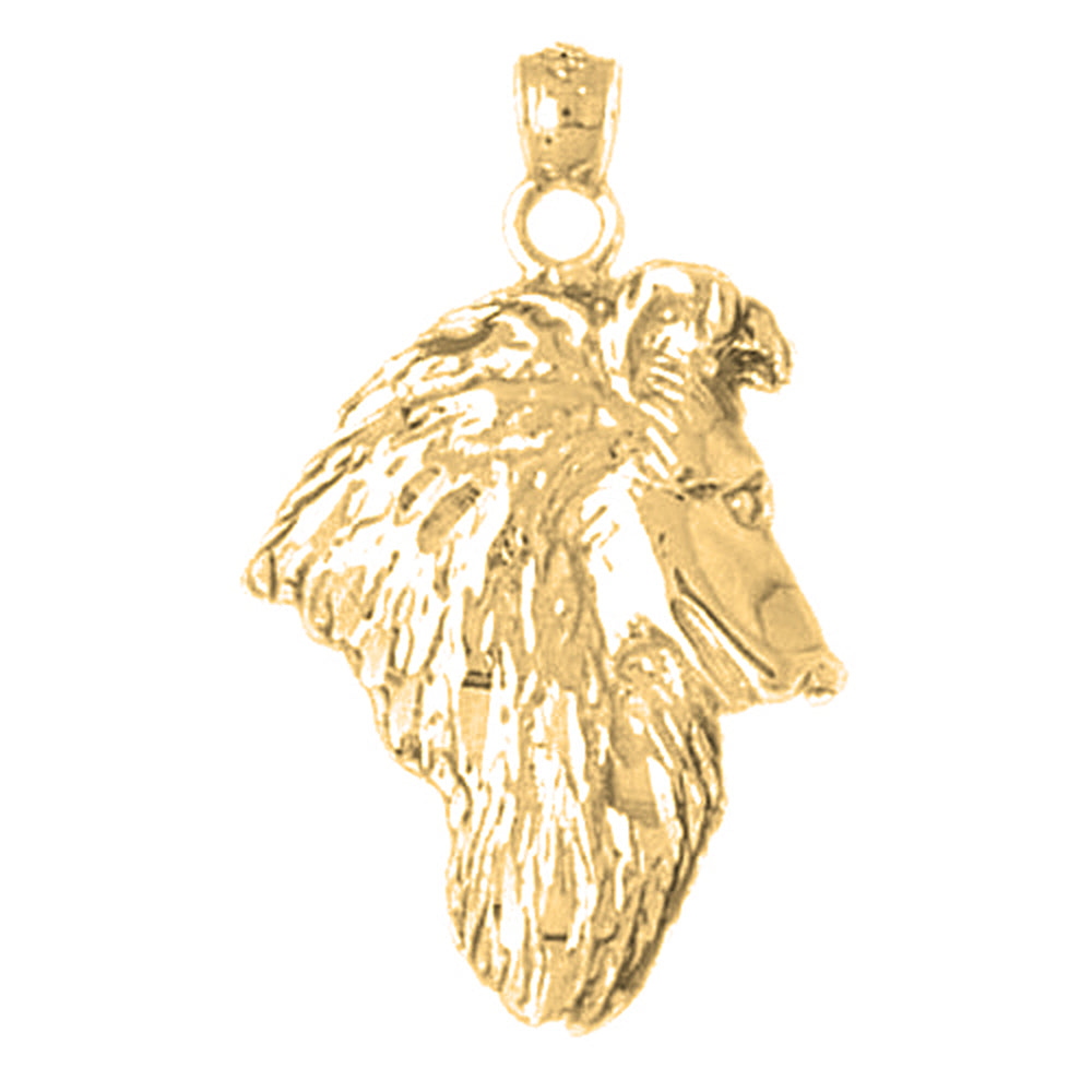 Yellow Gold-plated Silver Collie Dog Pendant