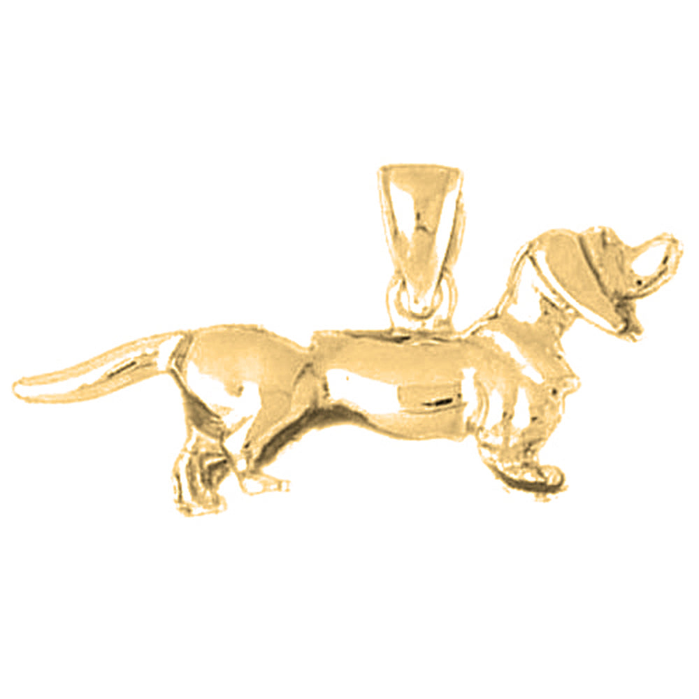 Yellow Gold-plated Silver Dauchshund Dog Pendant