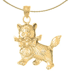Sterling Silver Kitty Cat Pendant (Rhodium or Yellow Gold-plated)