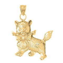 Yellow Gold-plated Silver Kitty Cat Pendant