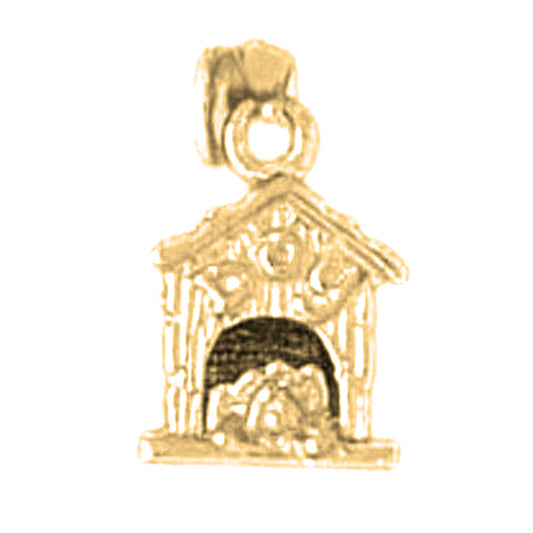 Yellow Gold-plated Silver Dog House Pendant