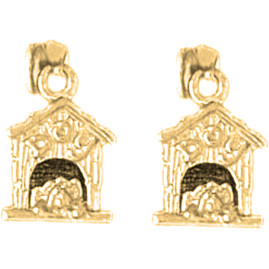 Yellow Gold-plated Silver 15mm Dog House Earrings