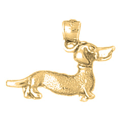 Yellow Gold-plated Silver Dauchshund Dog Pendant