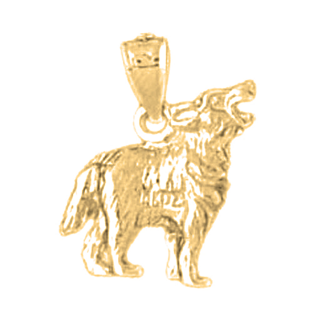 Yellow Gold-plated Silver Husky Dog Pendant