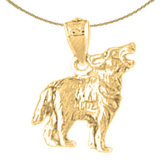 Sterling Silver Husky Dog Pendant (Rhodium or Yellow Gold-plated)