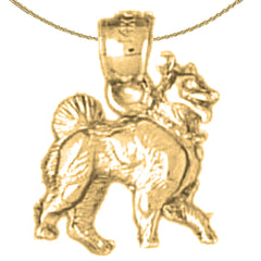 Sterling Silver Akita Dog Pendant (Rhodium or Yellow Gold-plated)