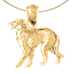 Sterling Silver Hound Dog Pendant (Rhodium or Yellow Gold-plated)