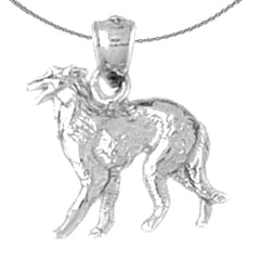 Sterling Silver Hound Dog Pendant (Rhodium or Yellow Gold-plated)