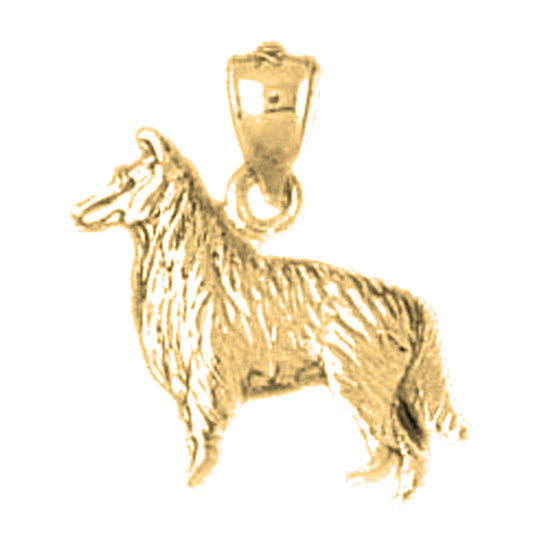 Yellow Gold-plated Silver Collie Dog Pendant