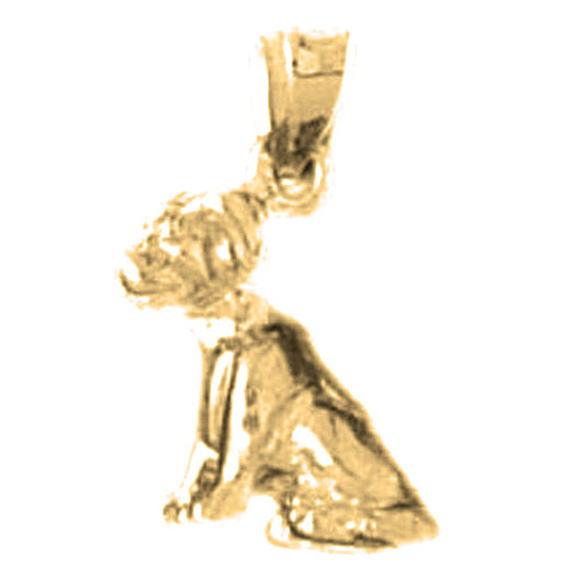 Yellow Gold-plated Silver Dog Pendant