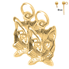 Sterling Silver 17mm Cat Earrings (White or Yellow Gold Plated)