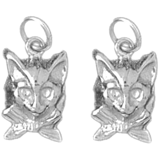 Sterling Silver 17mm Cat Earrings