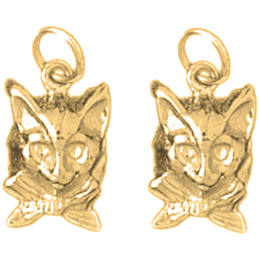 14K or 18K Gold 17mm Cat Earrings