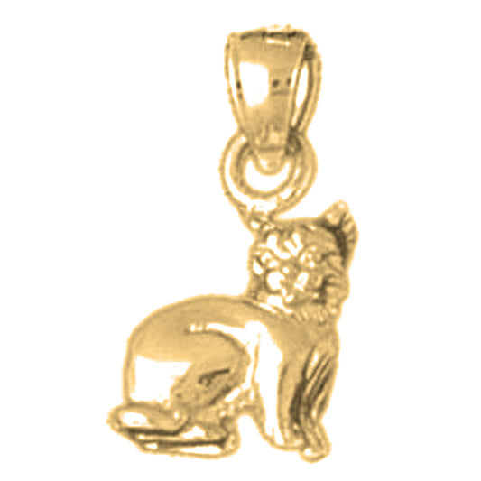 Yellow Gold-plated Silver Cat Pendant