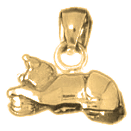 Yellow Gold-plated Silver Cat Pendant