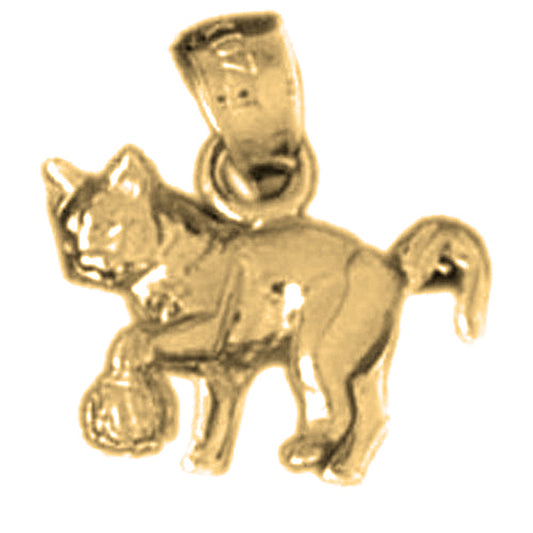 Yellow Gold-plated Silver Cat Pendant