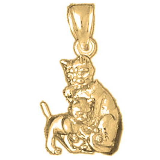 Yellow Gold-plated Silver Cat Pendant