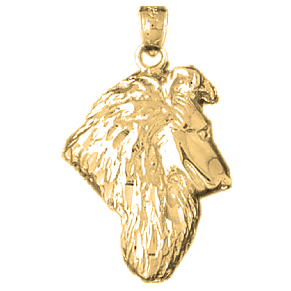 Yellow Gold-plated Silver Collie Dog Pendant