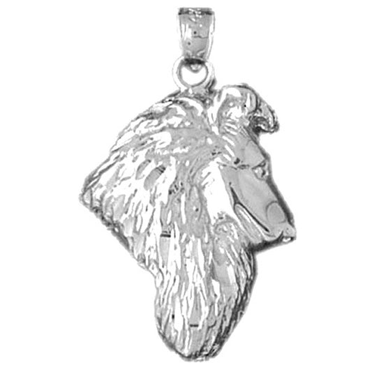 Sterling Silver Collie Dog Pendant