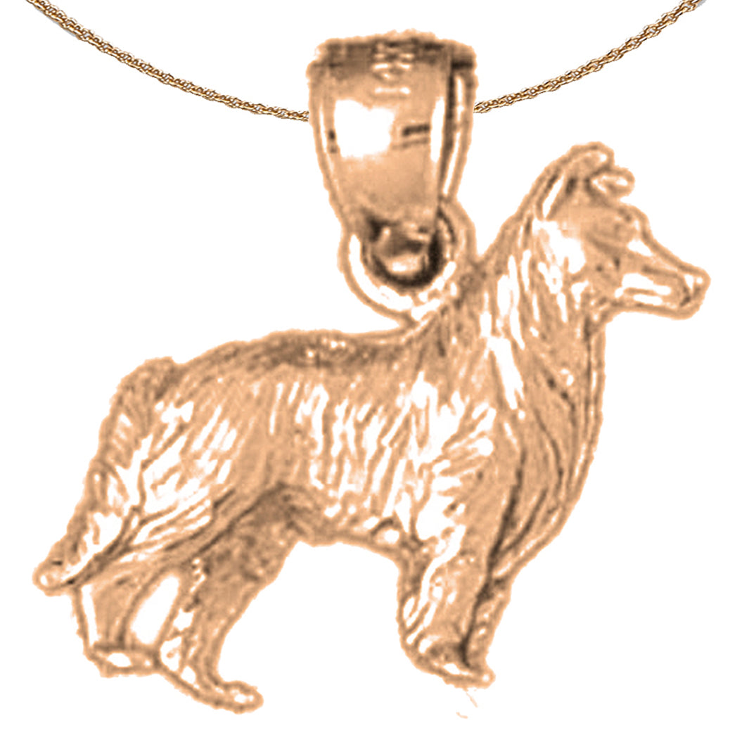 10K, 14K or 18K Gold Collie Dog Pendant