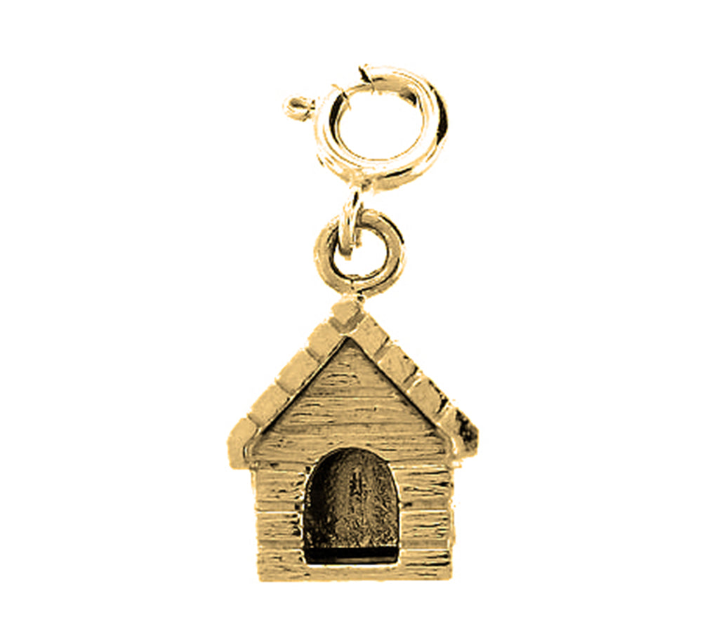 Yellow Gold-plated Silver Dog House Pendant