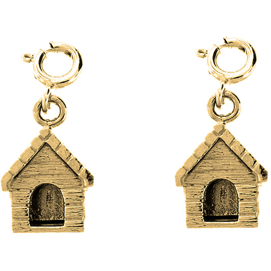 Yellow Gold-plated Silver 18mm Dog House Earrings