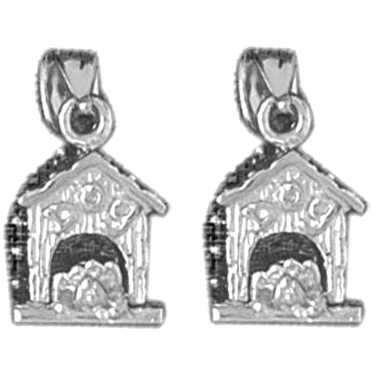 Sterling Silver 16mm Dog House Earrings