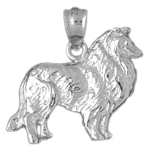 Sterling Silver Collie Dog Pendant