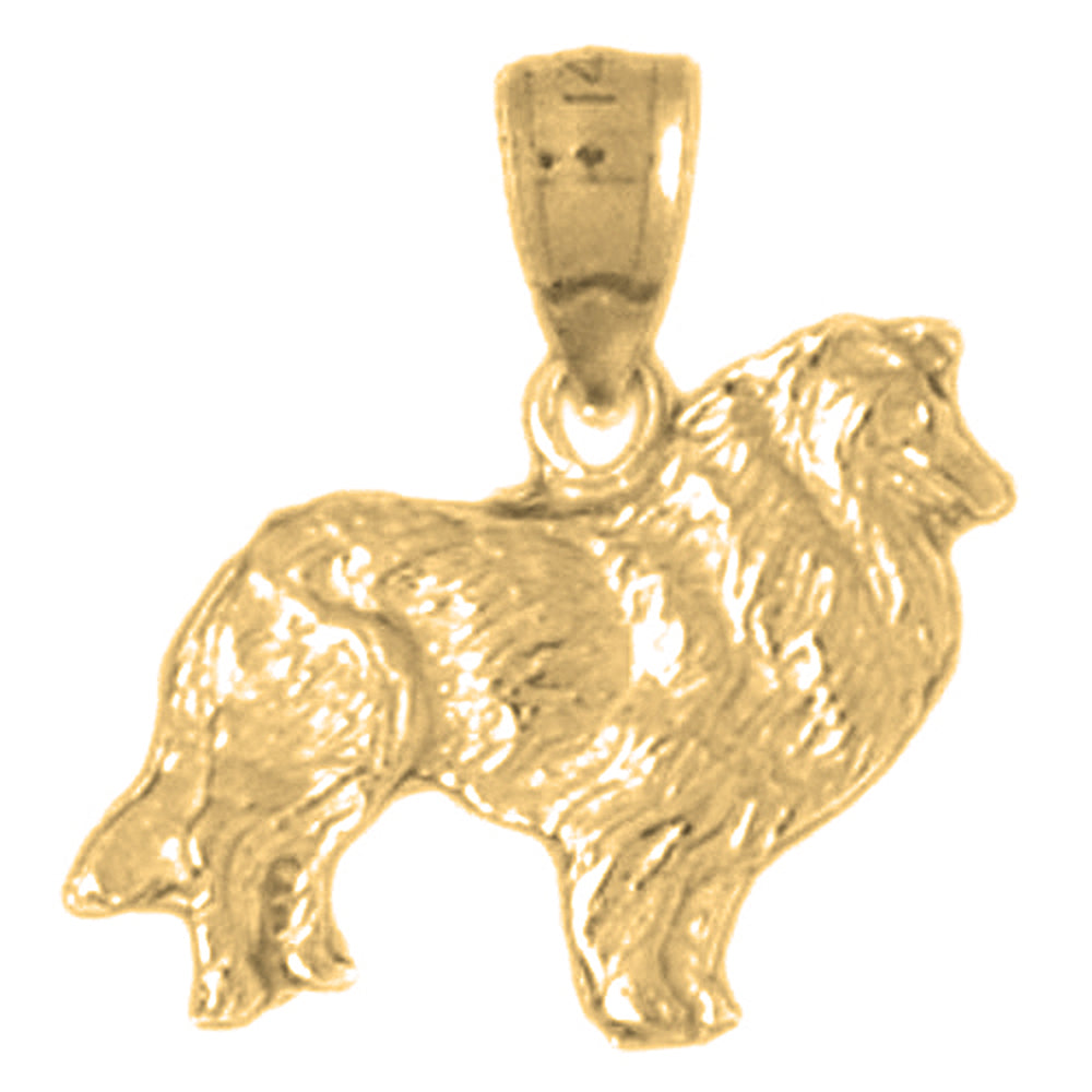 Yellow Gold-plated Silver Collie Dog Pendant