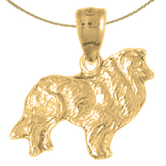 14K or 18K Gold Collie Dog Pendant