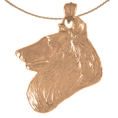 10K, 14K or 18K Gold Collie Dog Pendant