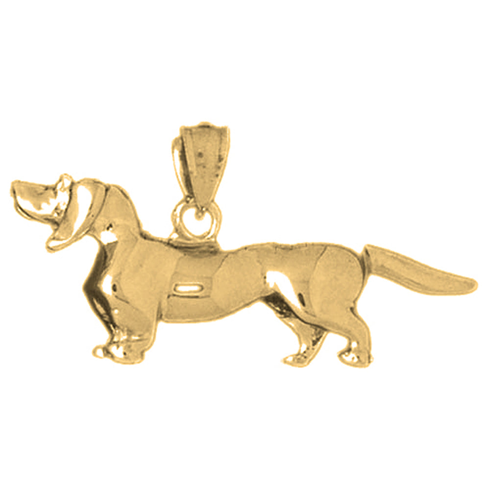 Yellow Gold-plated Silver Dauchshund Dog Pendant