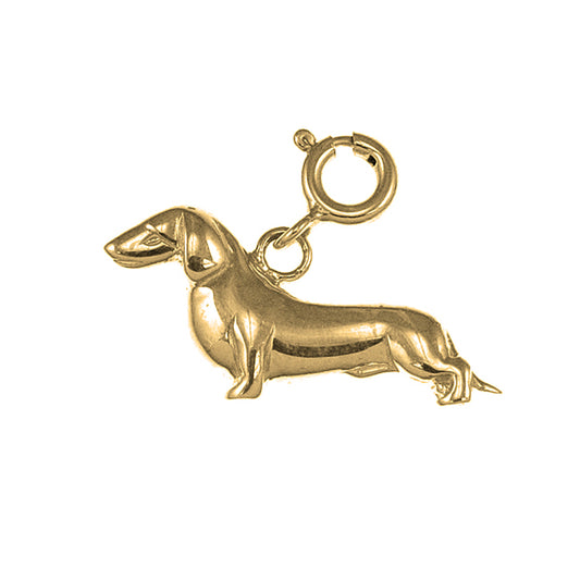 Yellow Gold-plated Silver Dauchshund Dog Pendant