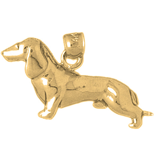 Yellow Gold-plated Silver Dauchshund Dog Pendant