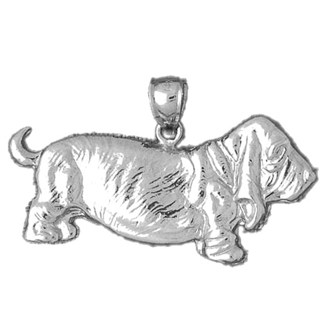 Sterling Silver Basset Hound Dog Pendant