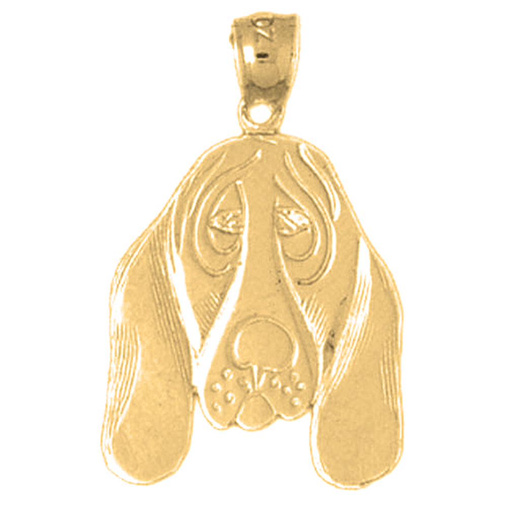Yellow Gold-plated Silver Basset Hound Dog Pendant