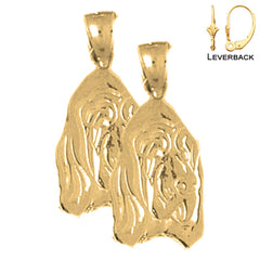 Sterling Silver 21mm Dog Earrings (White or Yellow Gold Plated)