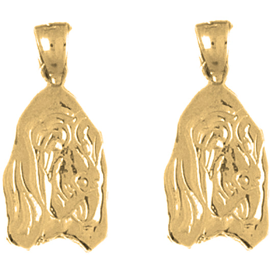 Yellow Gold-plated Silver 21mm Dog Earrings
