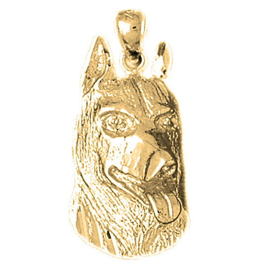 Yellow Gold-plated Silver German Shepard - Dog Pendant