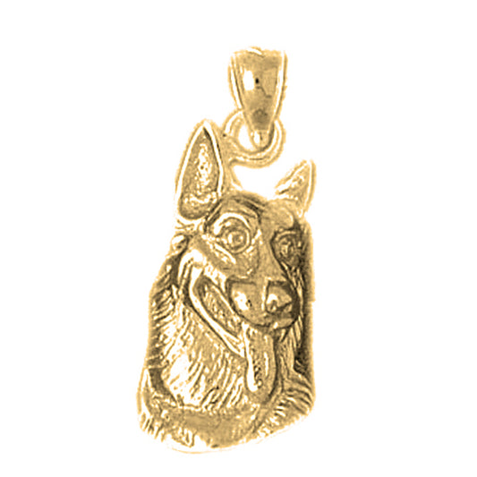 Yellow Gold-plated Silver German Shepard - Dog Pendant